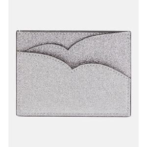 NIB Christian Louboutin Hot Chick Glittered Card Holder Wallet Silver